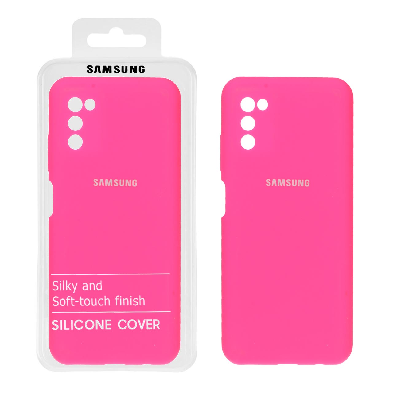 1080828 قاب سیلیکونی پاک کنی محافظ لنزدار اورجینال Samsung Galaxy A03s / A02s - سرخابی (پک اصلی) - تصویر 1