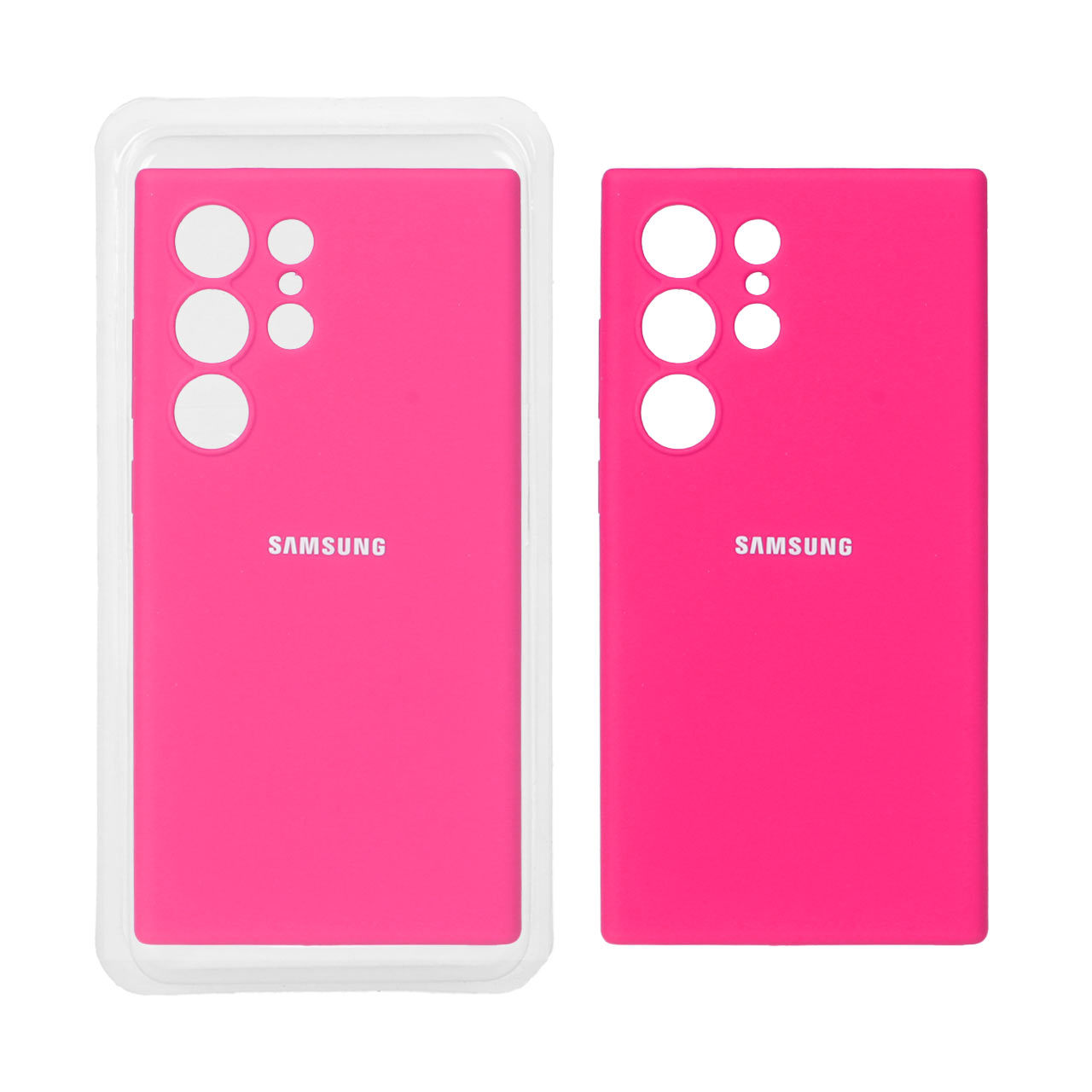 1100290 قاب سیلیکونی پاک کنی محافظ لنزدار اورجینال Samsung Galaxy S24 Ultra - صورتی فانتزی (پک اصلی) - تصویر 1