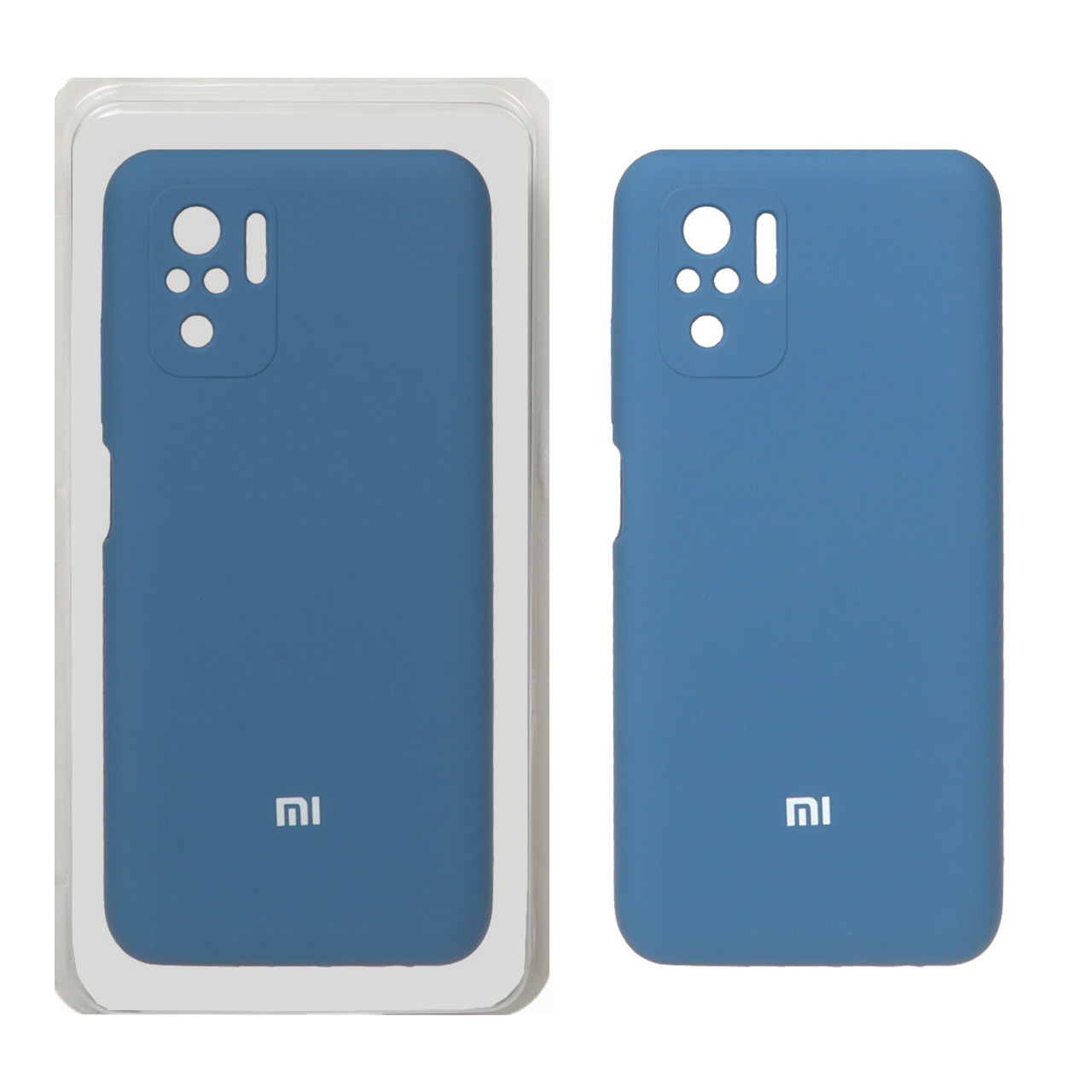 1105700 قاب سیلیکونی پاک کنی محافظ لنزدار اورجینال Xiaomi Redmi Note 10 4G / Redmi Note 10S / Poco M5S - آبی تیره (پک اصلی) - تصویر 1