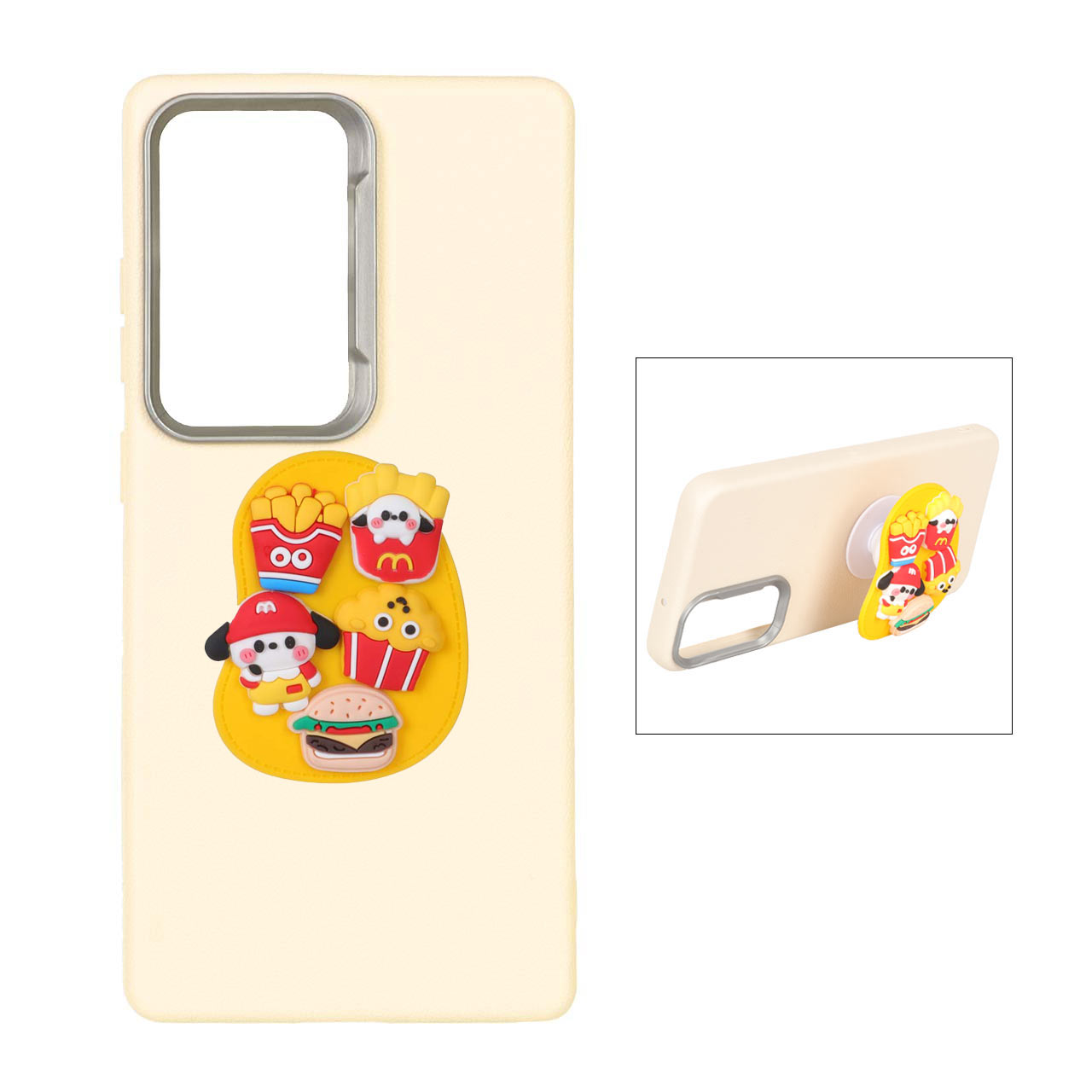 1333074 قاب Texture پاپ سوکت عروسکی Samsung Galaxy S25 Ultra - کرم - تصویر 1