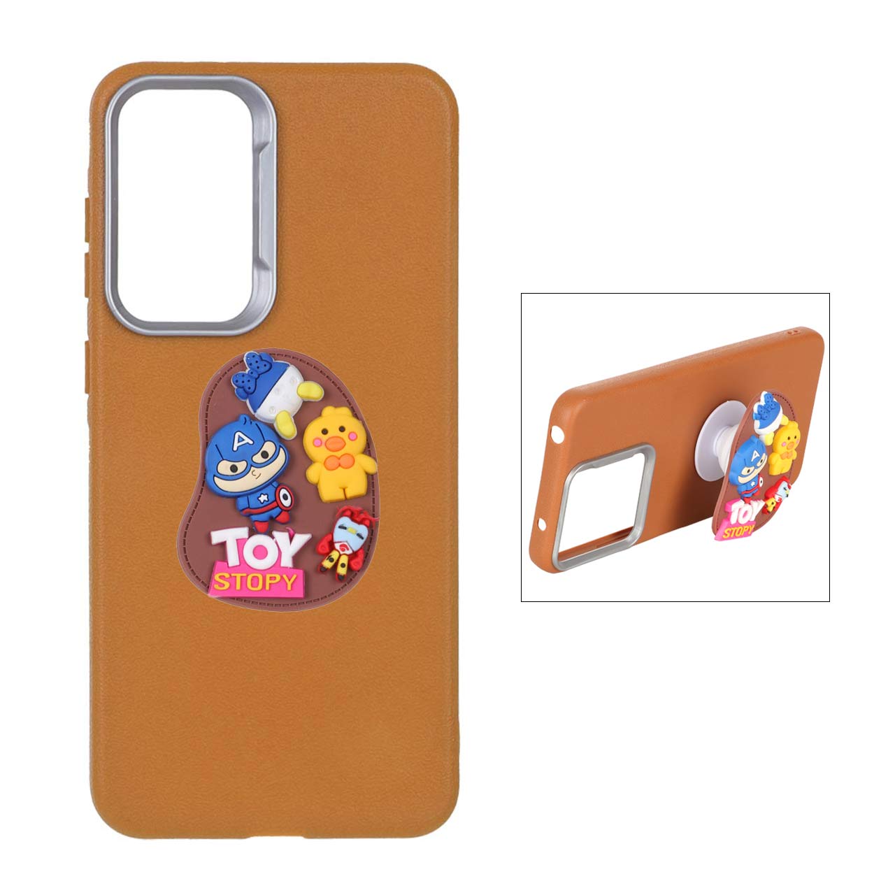 1333114 قاب Texture پاپ سوکت عروسکی Samsung Galaxy A56 / A36 - عسلی - تصویر 1