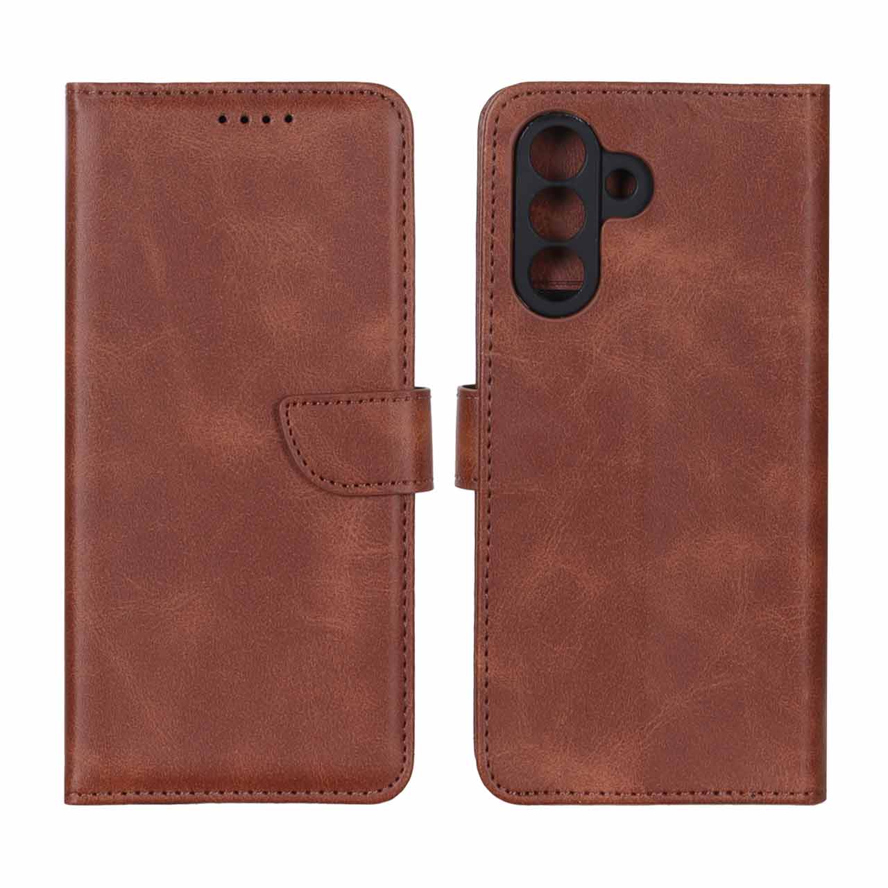 1459392 کیف چرمی موبایل مگنتی محافظ لنزدار Samsung Galaxy A26 - قهوه ای - تصویر 1