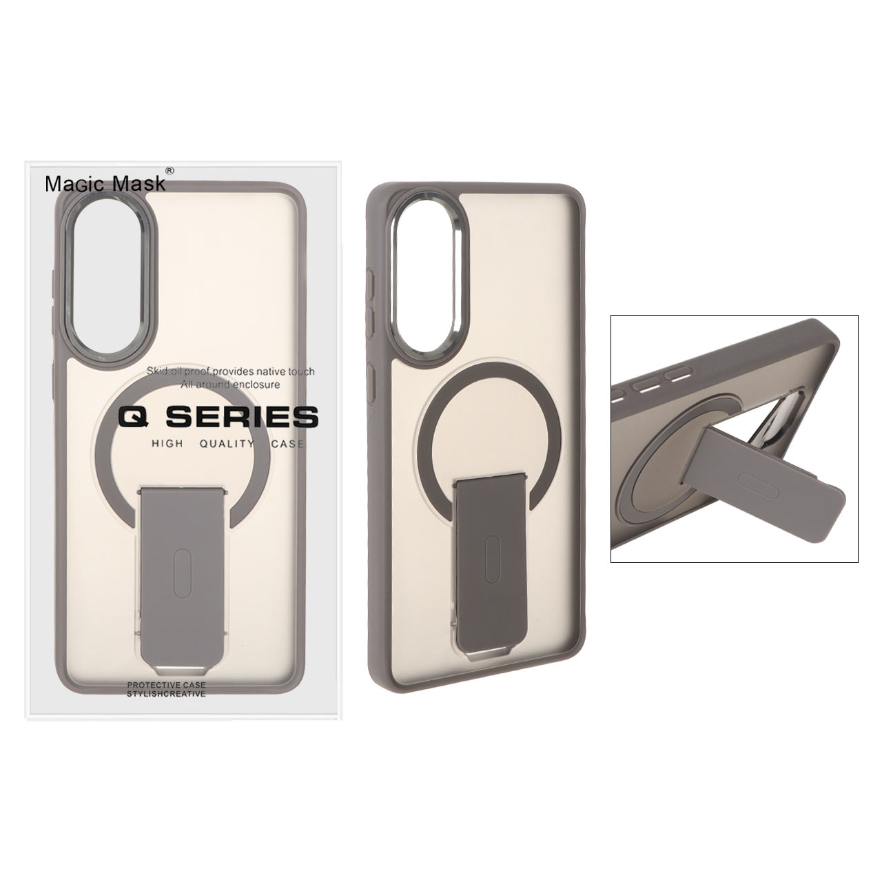 1471494 قاب اورجینال Q Series مات Magsafe استندشو لنز متال Samsung Galaxy S25 Edge - خاکستری (پک دار) - تصویر 1