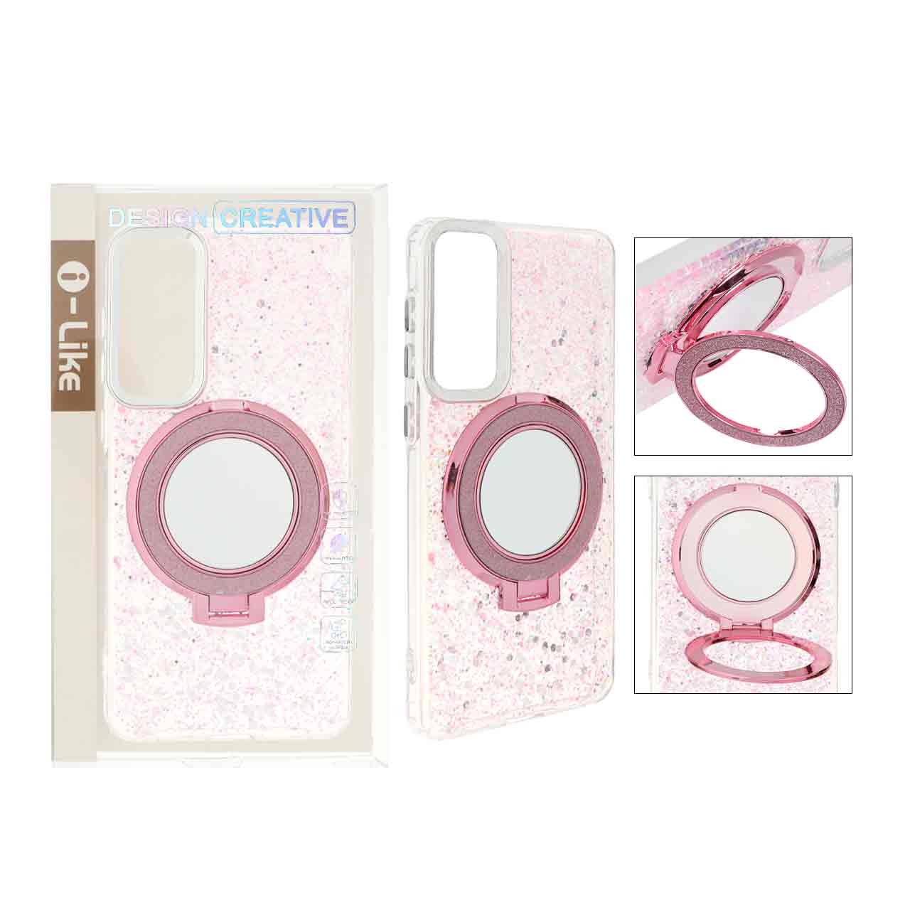 1474224 قاب i Like رزینی مگنتی استندشو Samsung Galaxy S25 Edge - صورتی (پک دار) - تصویر 1