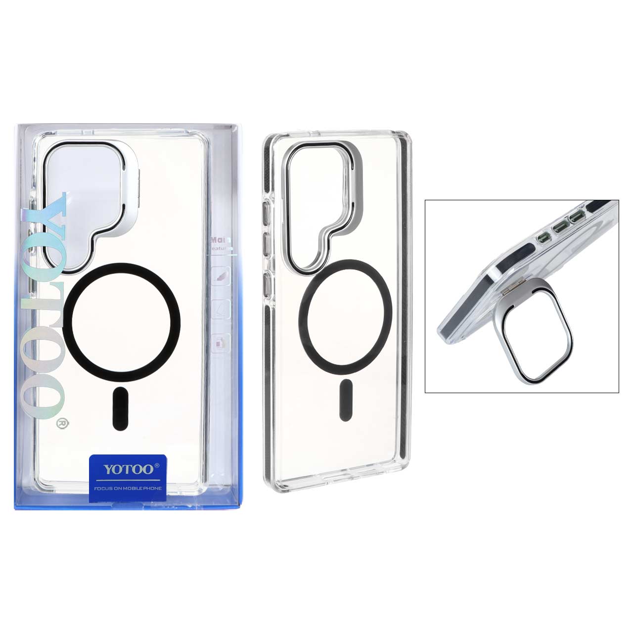 1475834 قاب اورجینال Yotoo دور ژله ای MagSafe استندشو Samsung Galaxy S25 Ultra - مشکی (پک دار) - تصویر 1