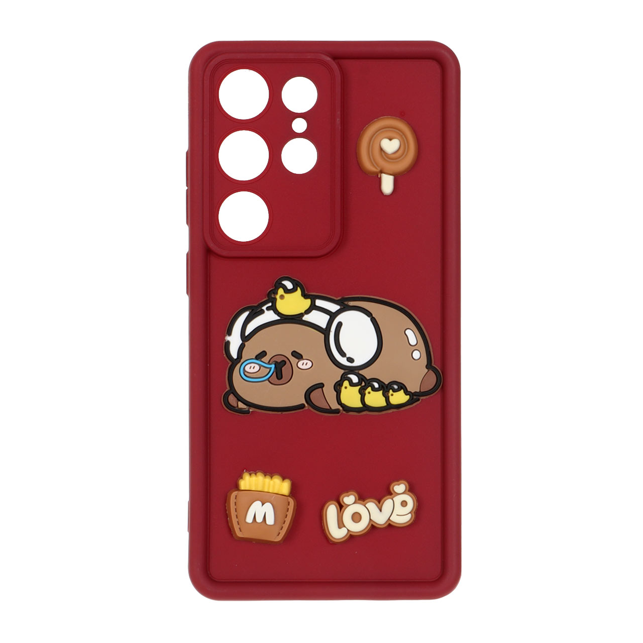 1478344 قاب Solid Case خرسی برجسته Samsung Galaxy S25 Ultra - زرشکی - تصویر 1