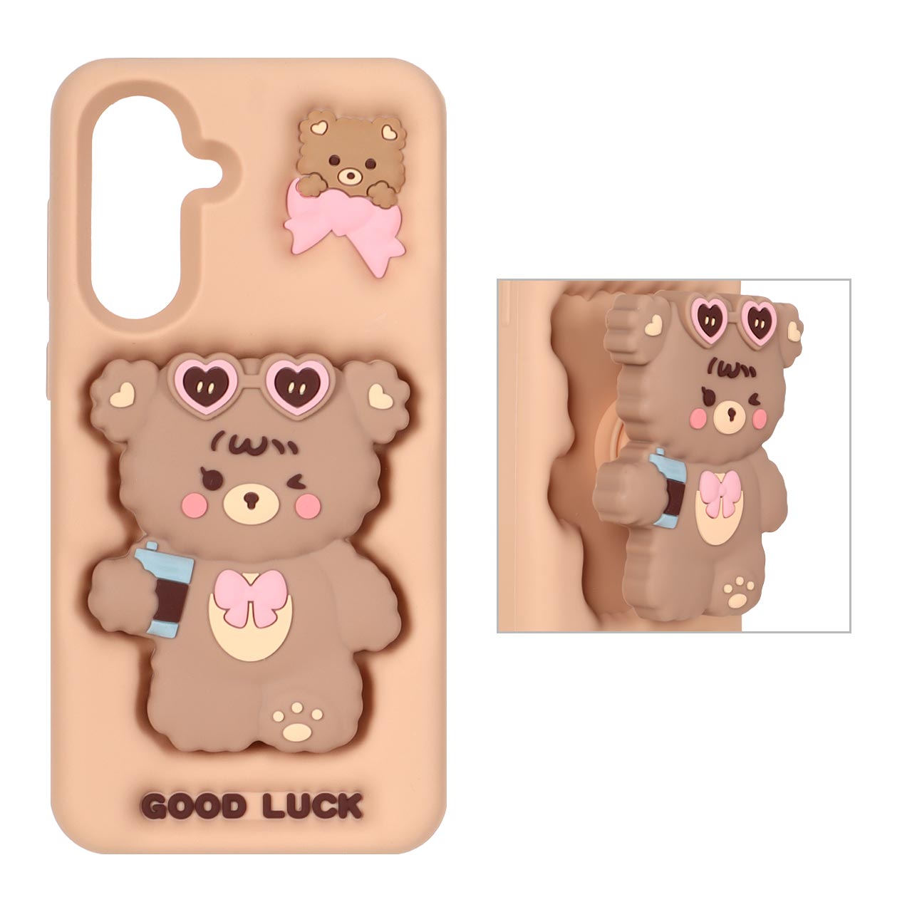 1491202 قاب سیلیکونی خرسی استندشو Samsung Galaxy A56 / A36 - نسکافه ای - تصویر 1