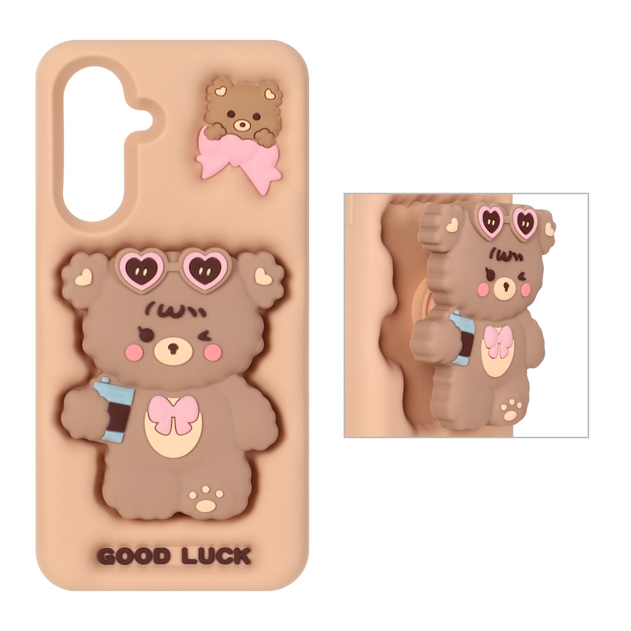 1491206 قاب سیلیکونی خرسی استندشو Samsung Galaxy A17 / A26 - نسکافه ای - تصویر 1