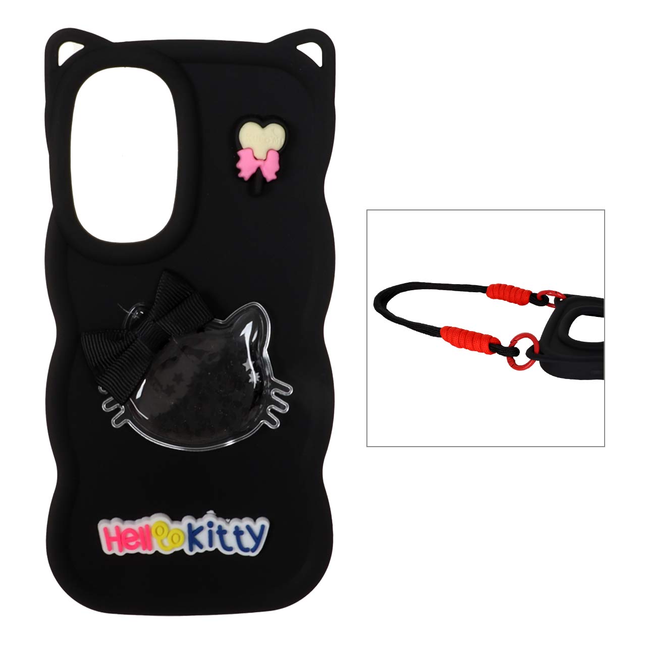 1494198 قاب کنگره ای Kitty آکواریومی با بند مچی Samsung Galaxy A56 / A36 - مشکی - تصویر 1