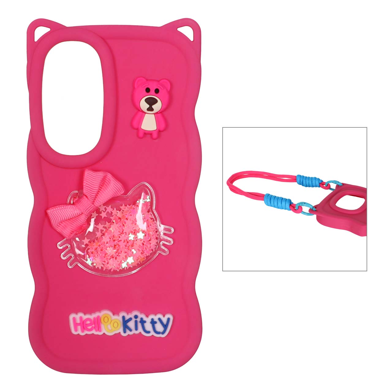 1494226 قاب کنگره ای Kitty آکواریومی با بند مچی Samsung Galaxy S24 FE - سرخابی - تصویر 1
