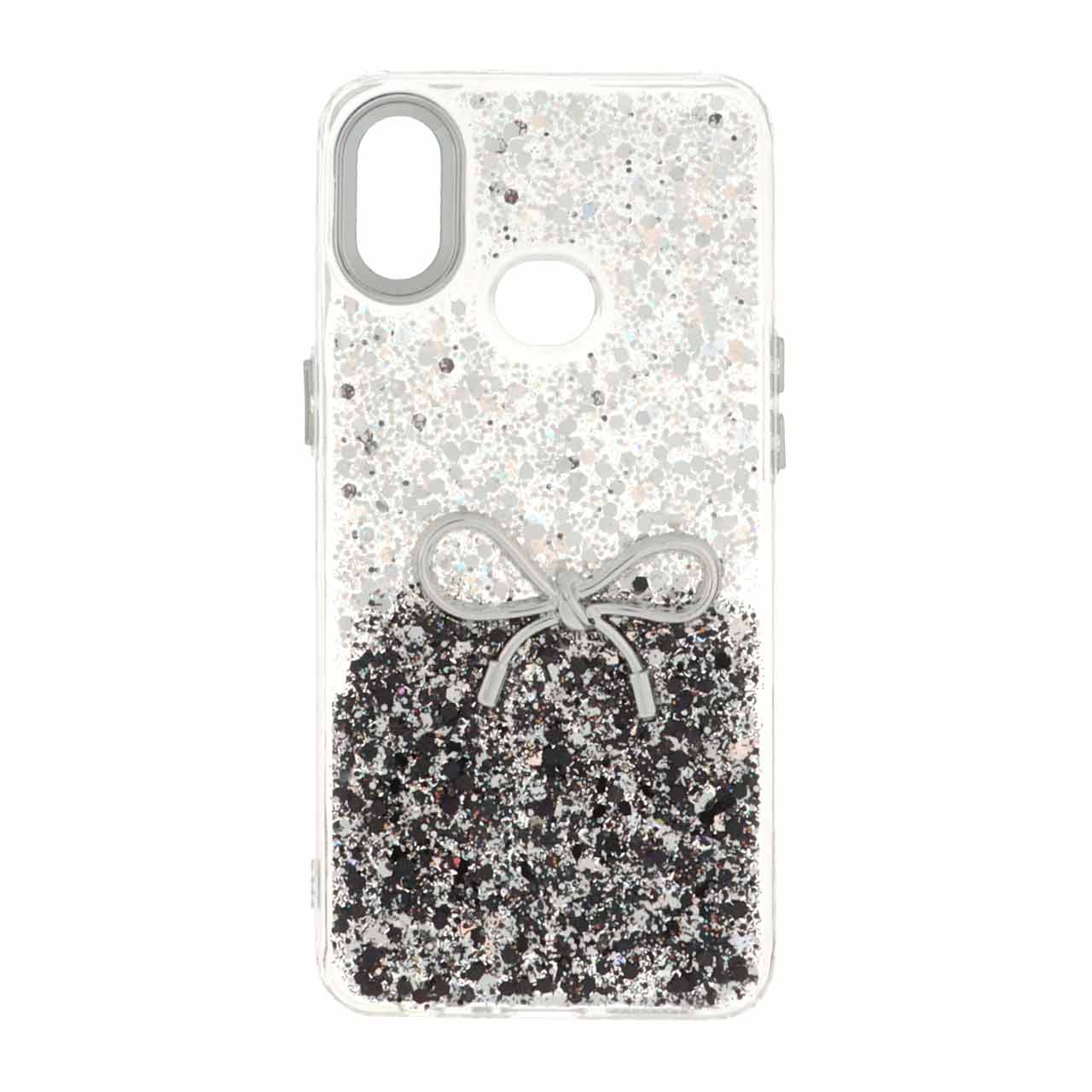 1502880 قاب رزینی اکلیلی پاپیون دار Samsung Galaxy A10s - مشکی نقره ای - تصویر 1