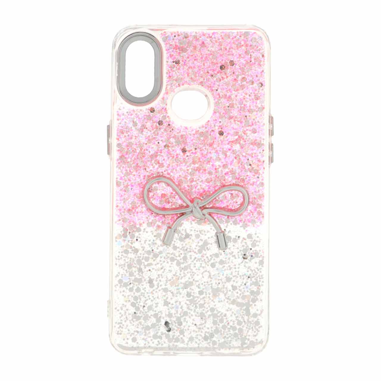 1502884 قاب رزینی اکلیلی پاپیون دار Samsung Galaxy A10s - نقره ای صورتی - تصویر 1