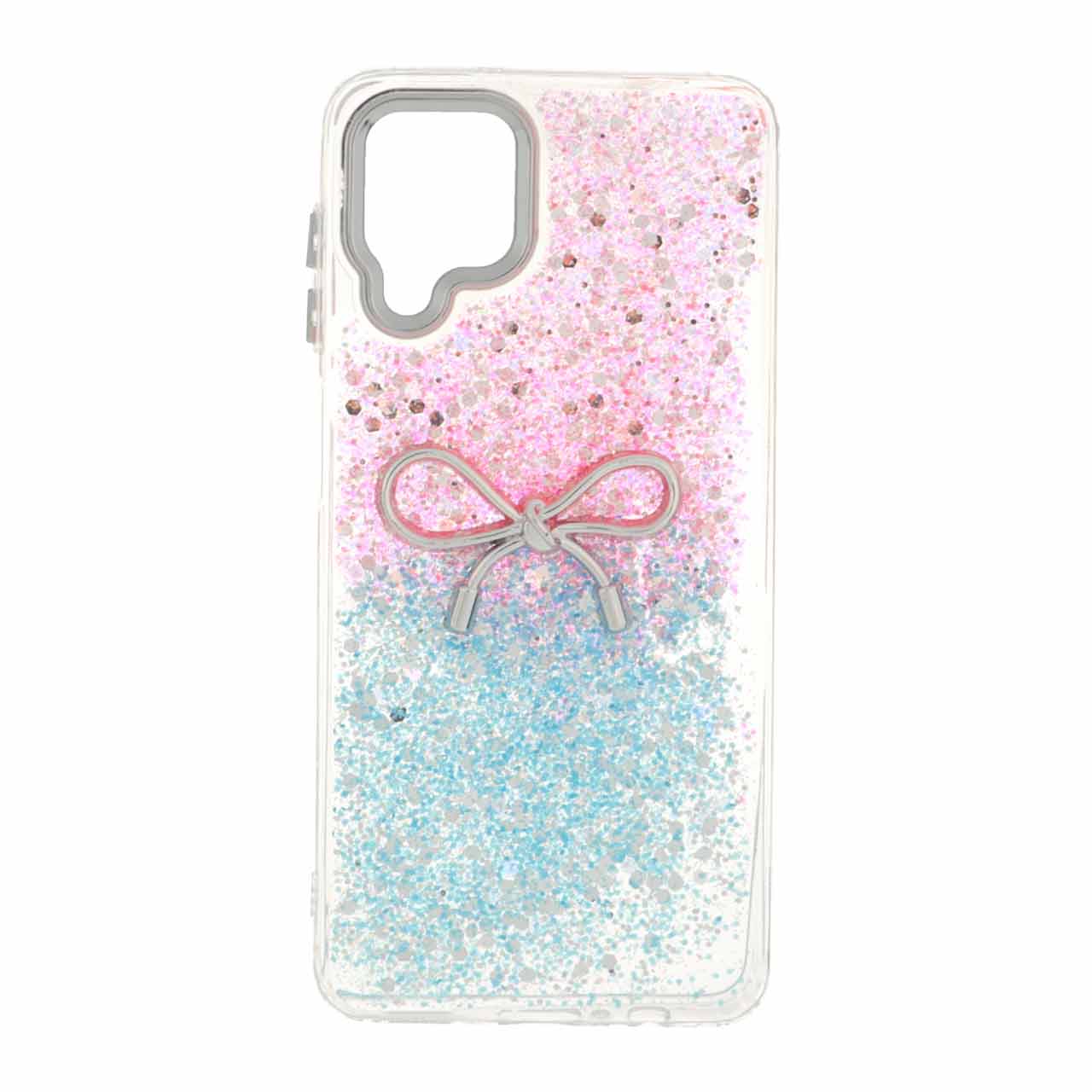 1502900 قاب رزینی اکلیلی پاپیون دار Samsung Galaxy A12 / M12 / F12 - آبی صورتی - تصویر 1