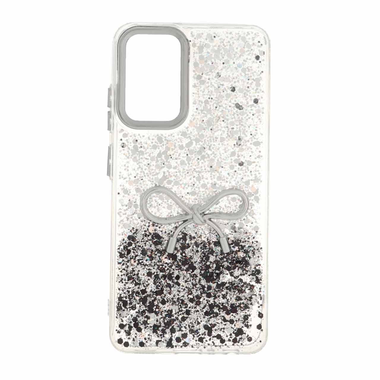 1502922 قاب رزینی اکلیلی پاپیون دار Samsung Galaxy A32 4G - مشکی نقره ای - تصویر 1