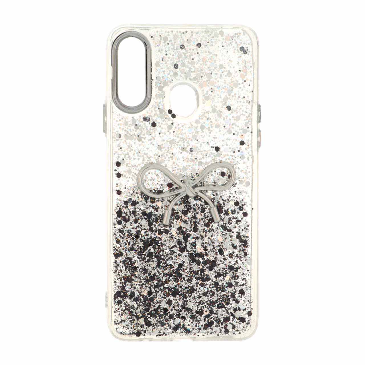 1502946 قاب رزینی اکلیلی پاپیون دار Samsung Galaxy A20s - مشکی نقره ای - تصویر 1