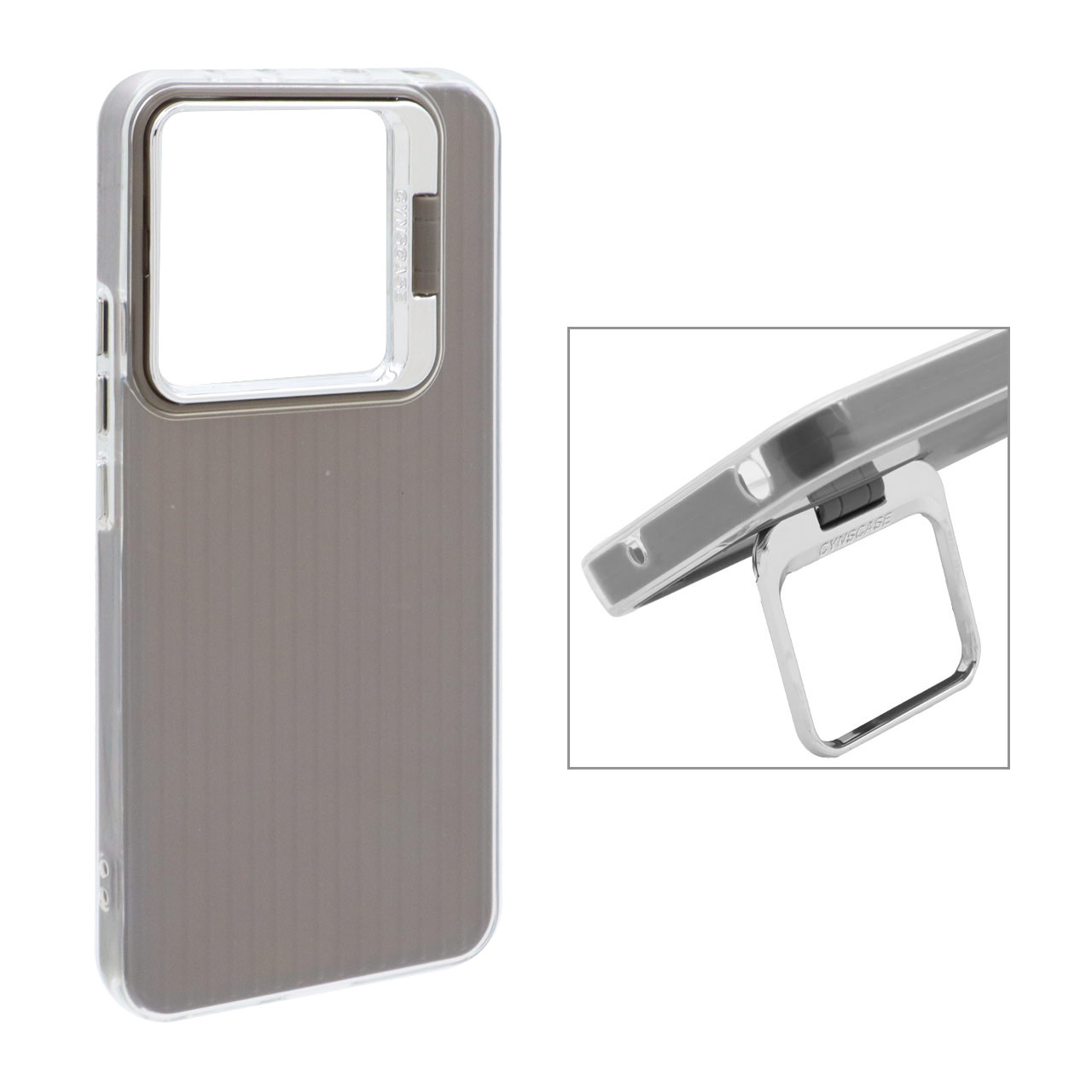 1505642 قاب Cyns Case ژله ای دو لایه لنز استندشو Xiaomi Redmi Note 14 4G - خاکستری - تصویر 1