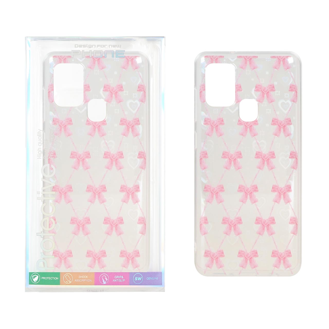 1507114 قاب هولوگرامی قلبی پشت سخت دور ژله ای Samsung Galaxy A21s - طرح 39 (پک دار) - تصویر 1