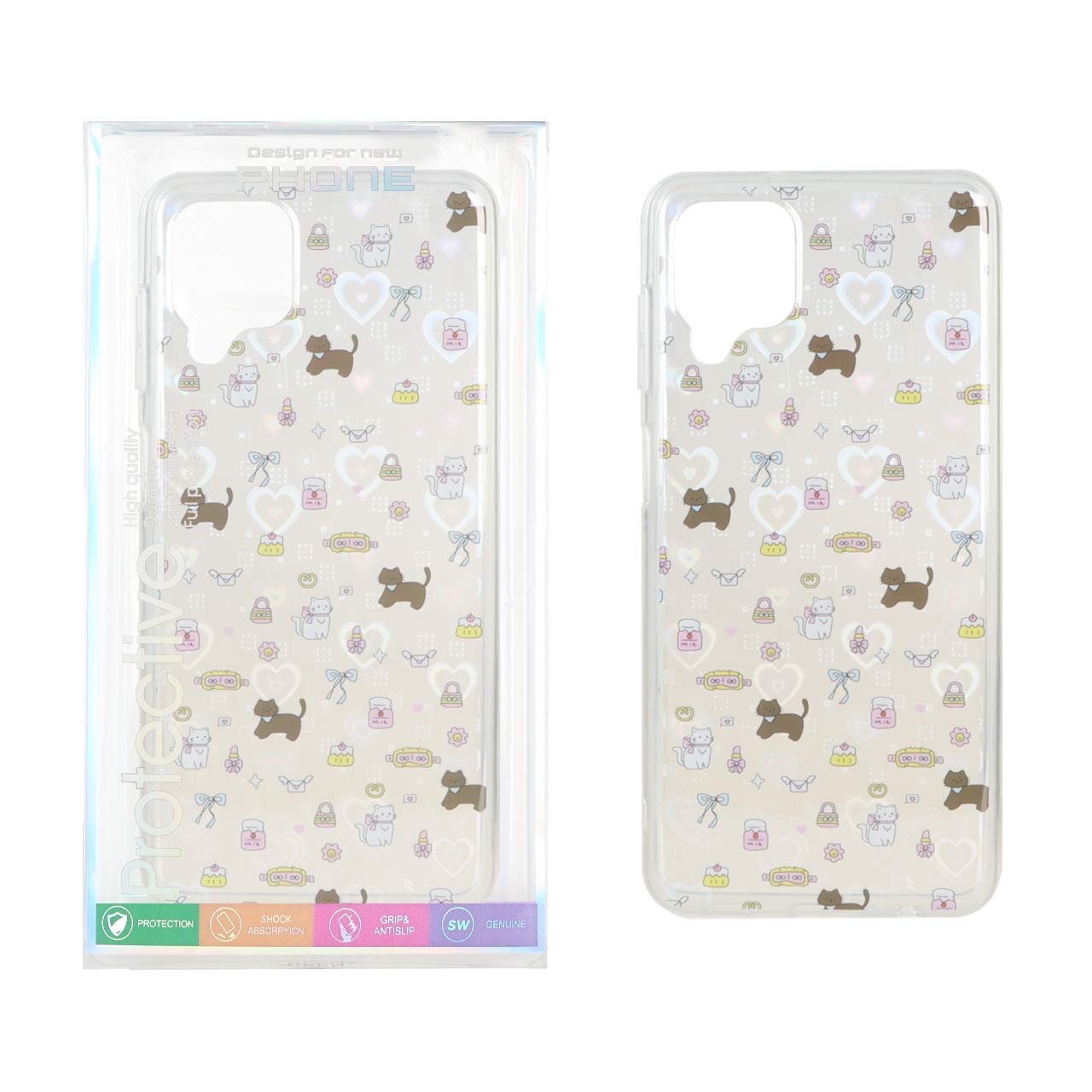 1507150 قاب هولوگرامی قلبی پشت سخت دور ژله ای Samsung Galaxy A12 / M12 / F12 - طرح 57 (پک دار) - تصویر 1