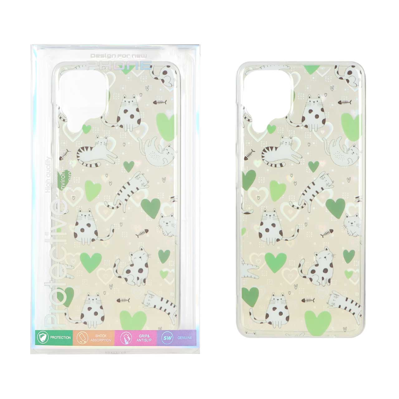 1507154 قاب هولوگرامی قلبی پشت سخت دور ژله ای Samsung Galaxy A12 / M12 / F12 - طرح 59 (پک دار) - تصویر 1