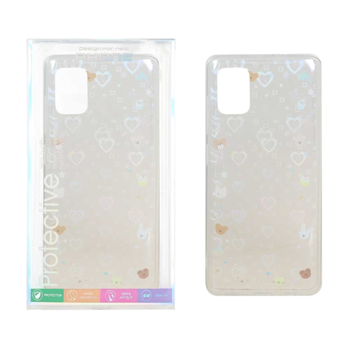 قاب هولوگرامی قلبی پشت سخت دور ژله ای Samsung Galaxy A51 / M40s - طرح 121 (پک دار) - تصویر 1