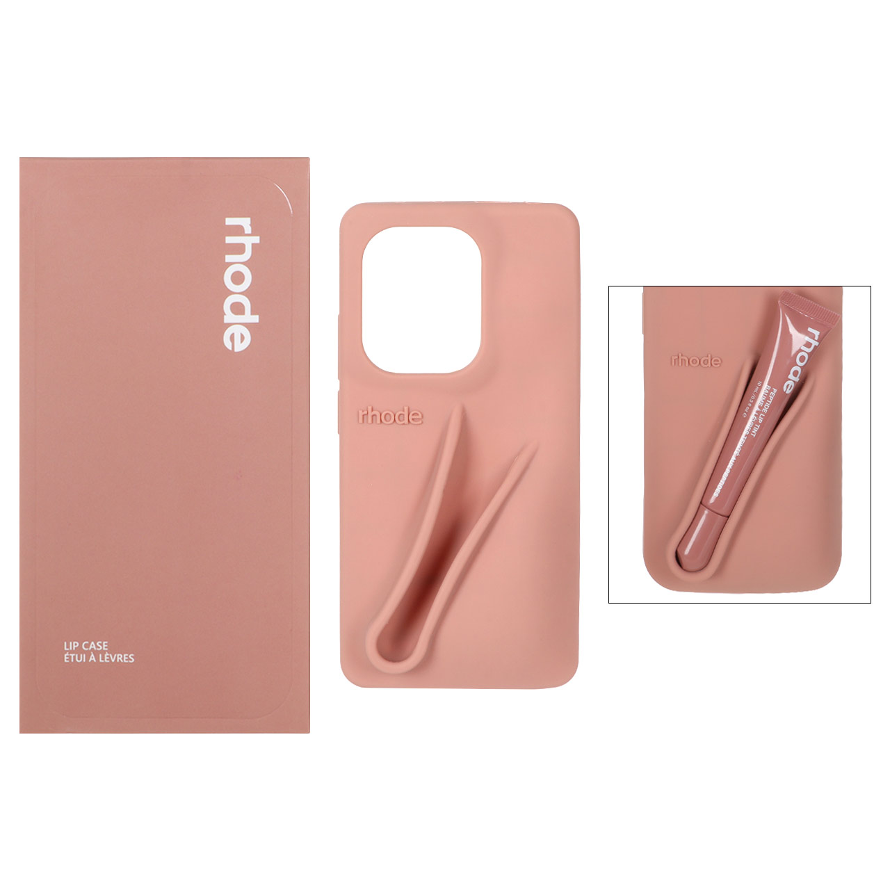 1507996.jpg قاب سیلیکونی پاک کنی اورجینال rhode با ست لیپ گلاس Xiaomi Redmi Note 14S / Note 13 Pro 4G / Poco M6 Pro 4G - کرم نارنجی (پک دار) - تصویر 1