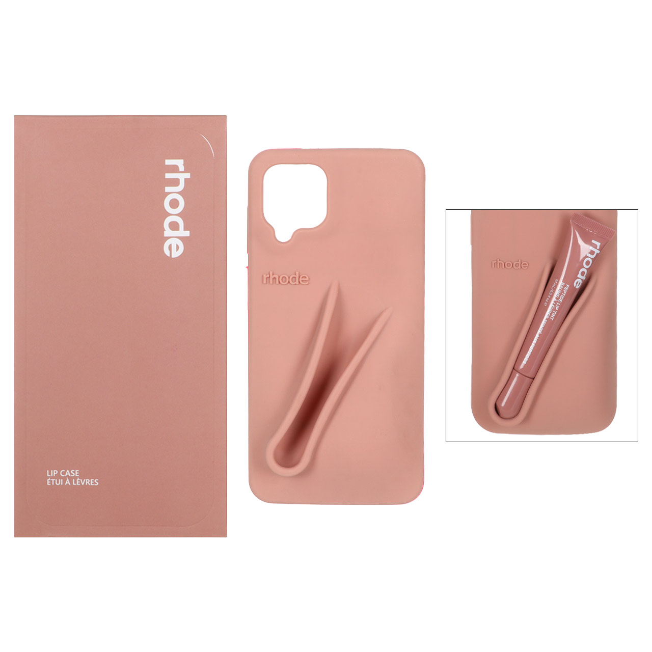 1508066.jpg قاب سیلیکونی پاک کنی اورجینال rhode با ست لیپ گلاس Samsung Galaxy A12 / M12 / F12 - کرم نارنجی (پک دار) - تصویر 1