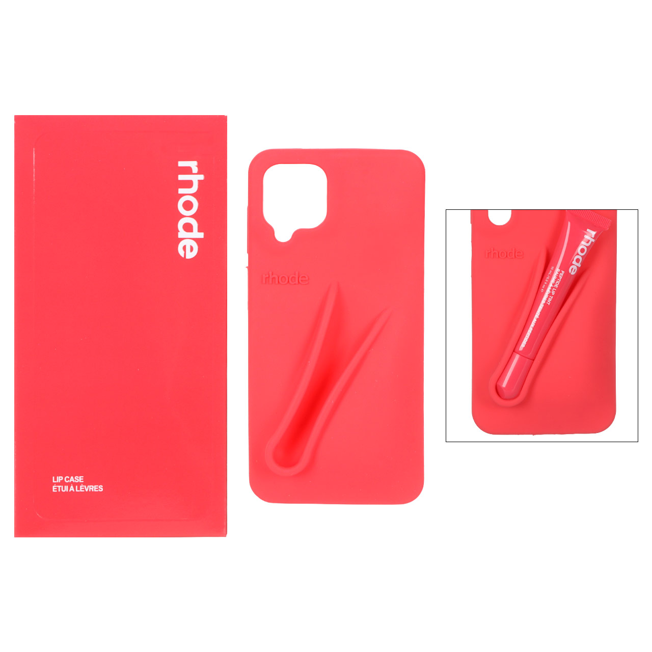 1508068.jpg قاب سیلیکونی پاک کنی اورجینال rhode با ست لیپ گلاس Samsung Galaxy A12 / M12 / F12 - قرمز (پک دار) - تصویر 1