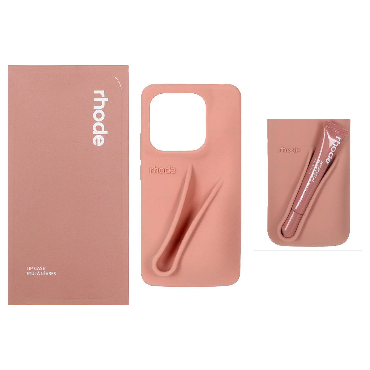 1508092.jpg قاب سیلیکونی پاک کنی اورجینال rhode با ست لیپ گلاس Xiaomi Redmi Note 14 4G - کرم نارنجی (پک دار) - تصویر 1
