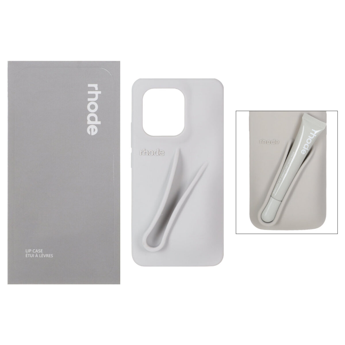 قاب سیلیکونی پاک کنی اورجینال rhode با ست لیپ گلاس Xiaomi Redmi Note 13 4G - طوسی (پک دار) - تصویر 1