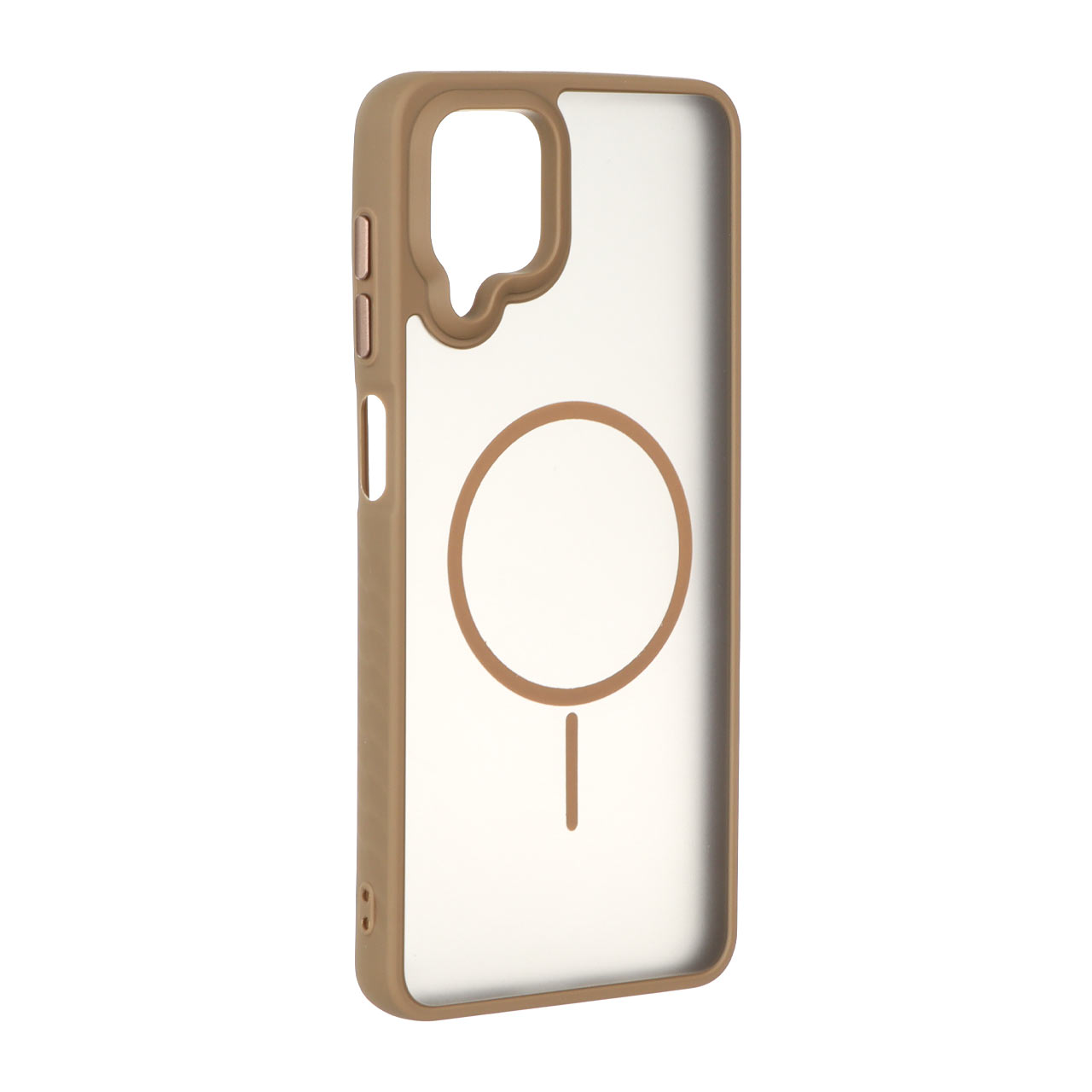 1516236 قاب مات طرح مگ سیف دور هاشور Samsung Galaxy A12 / M12 / F12 - قهوه ای - تصویر 1