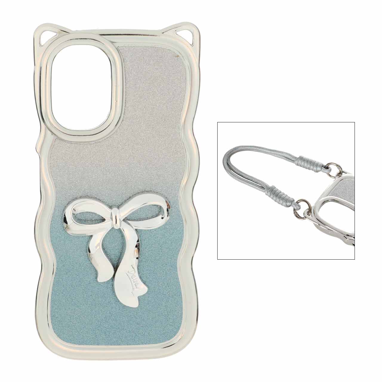 1522984 قاب کنگره ای اکلیلی پاپیون دار با بند مچی Xiaomi Redmi Note 10 4G / Redmi Note 10S / Poco M5S - آبی - تصویر 1