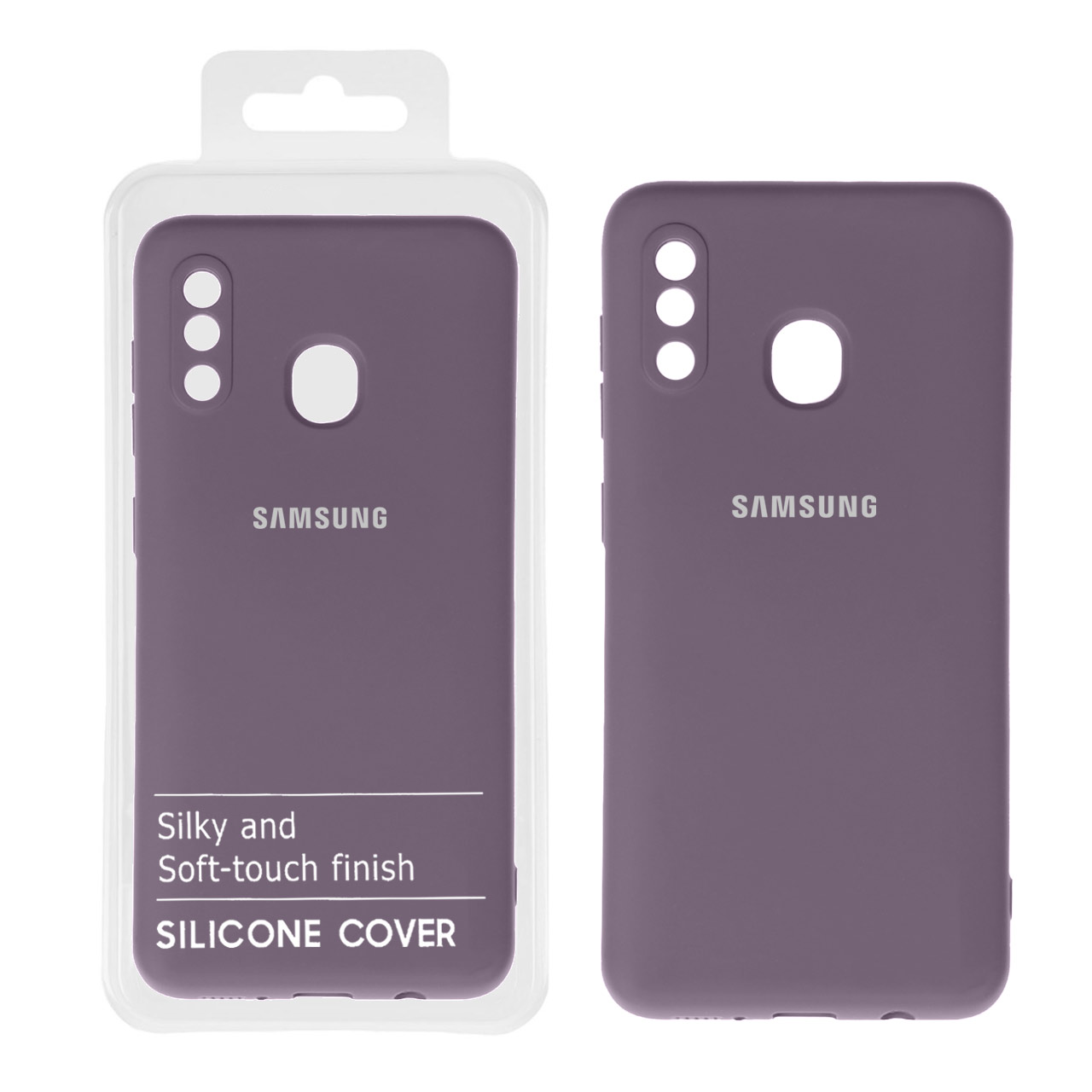 705846 قاب نیو سیلیکون محافظ لنزدار Samsung A20 /A30 - RFF - بادمجانی (پک دار) - تصویر 1