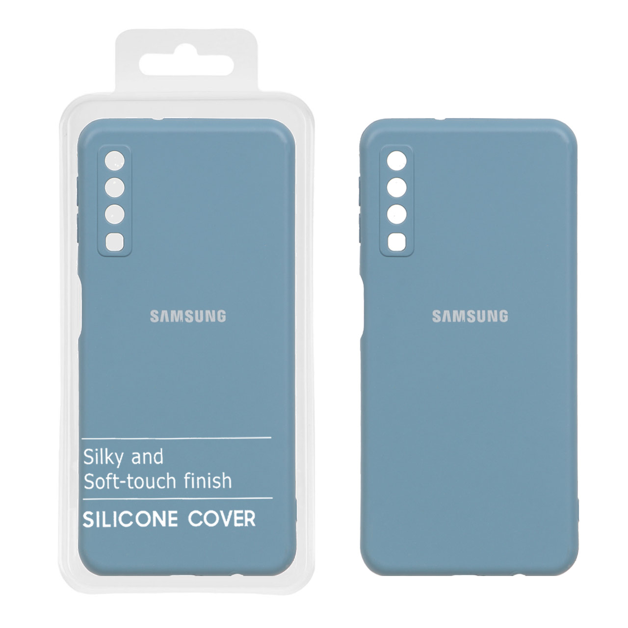 715572 قاب نیو سیلیکون محافظ لنزدار Samsung Galaxy A7 2018 / A750 - RFF - آبی فیلی (پک دار) - تصویر 1