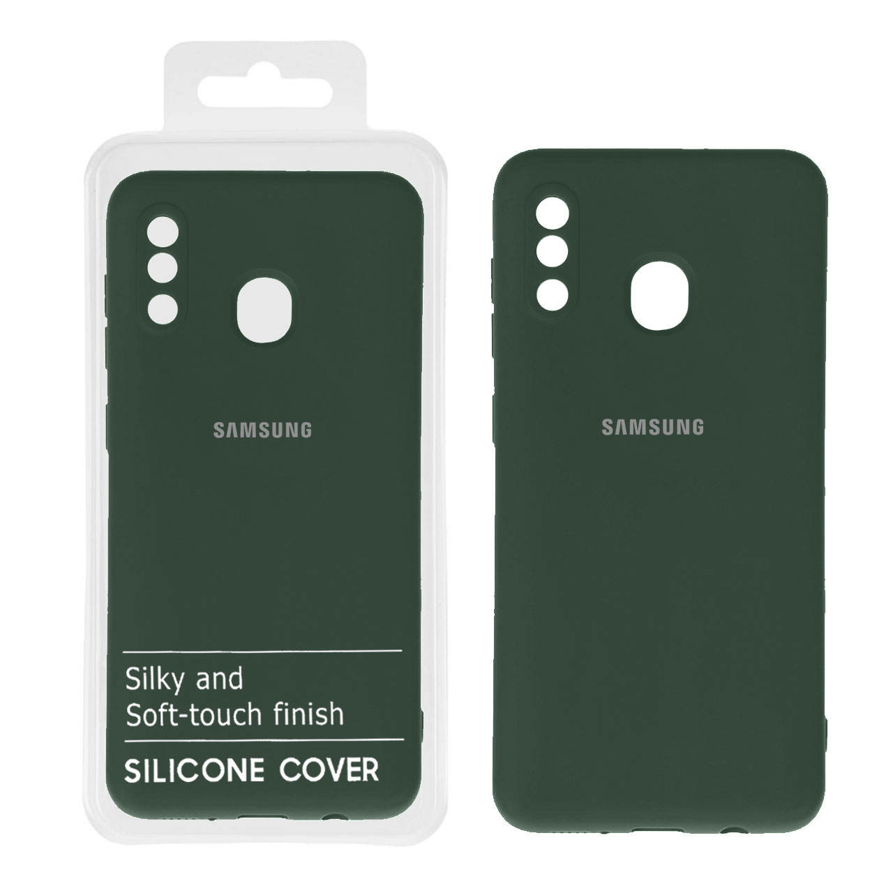 754986 قاب نیو سیلیکون محافظ لنزدار Samsung A20 / A30 -RFF - سبز تیره کد7 (پک دار) - تصویر 1