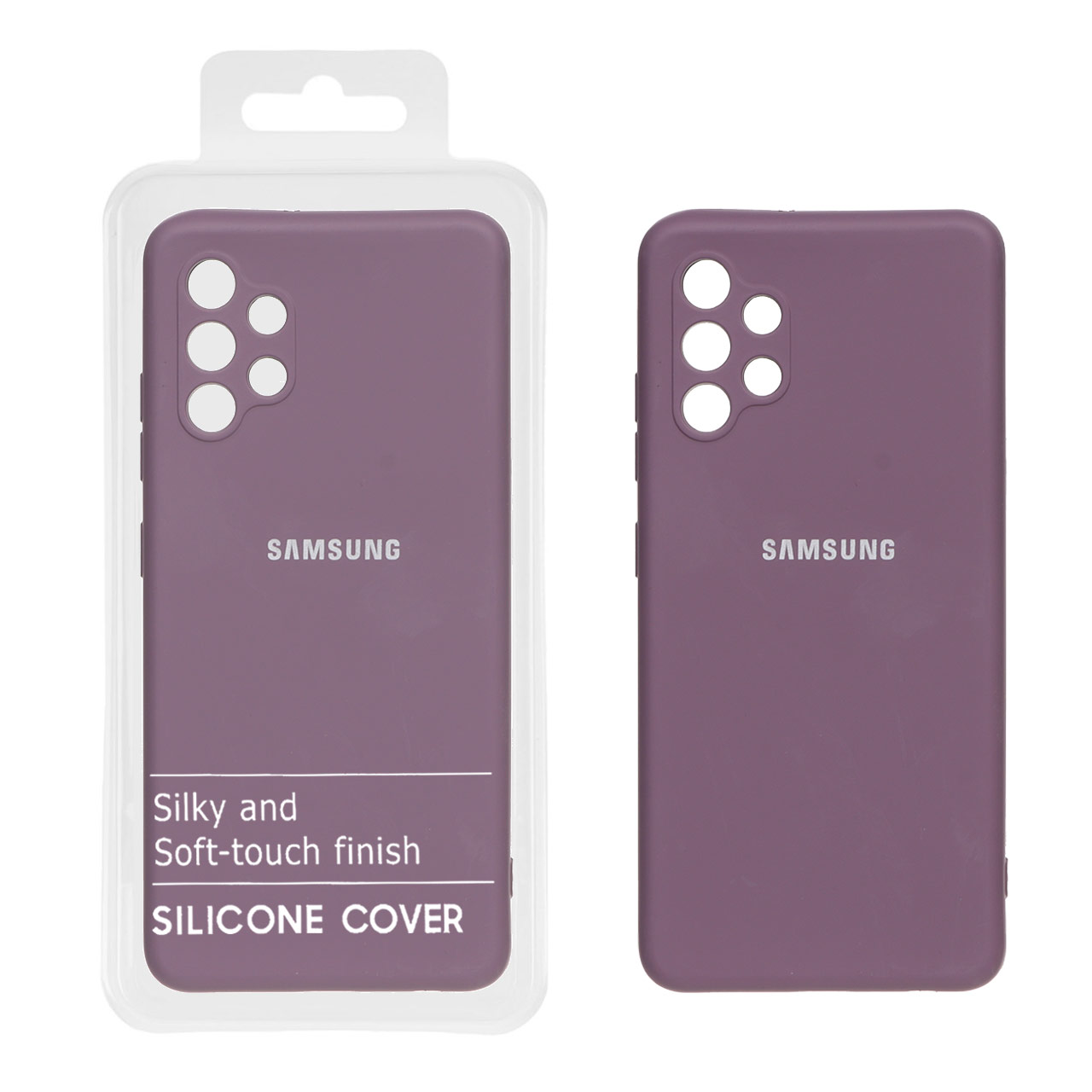 861856 قاب نیو سیلیکون محافظ لنزدار Samsung A32-4G-RFF- بادمجانی (پک دار) - تصویر 1