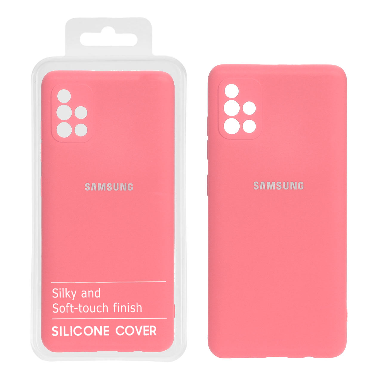 927936 قاب نیو سیلیکون محافظ لنزدار Samsung Galaxy A51-4G - RFF - صورتی روشن (پک دار) - تصویر 1