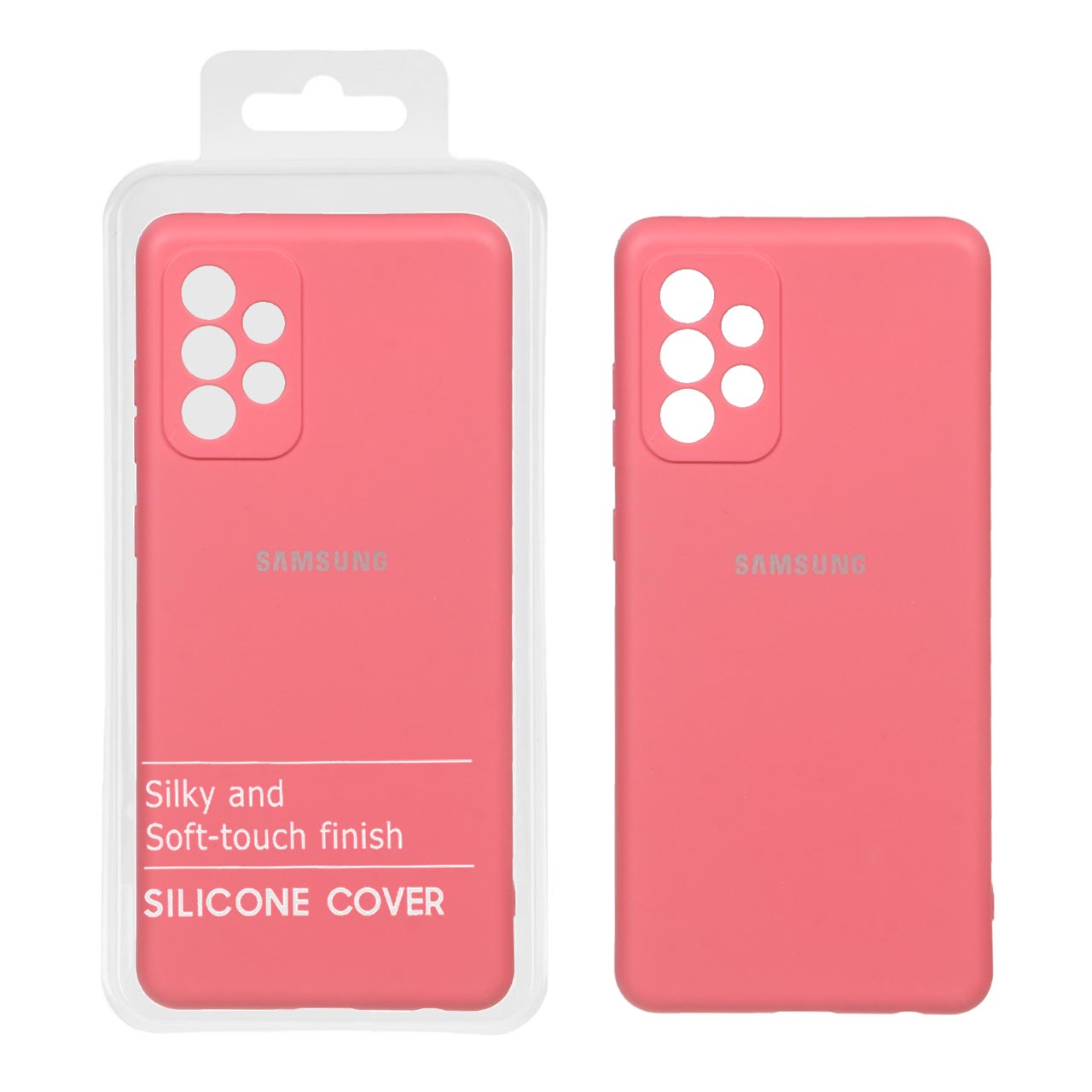 980952 قاب نیو سیلیکون محافظ لنزدار Samsung A72 - RFF - صورتی روشن (پک دار) - تصویر 1