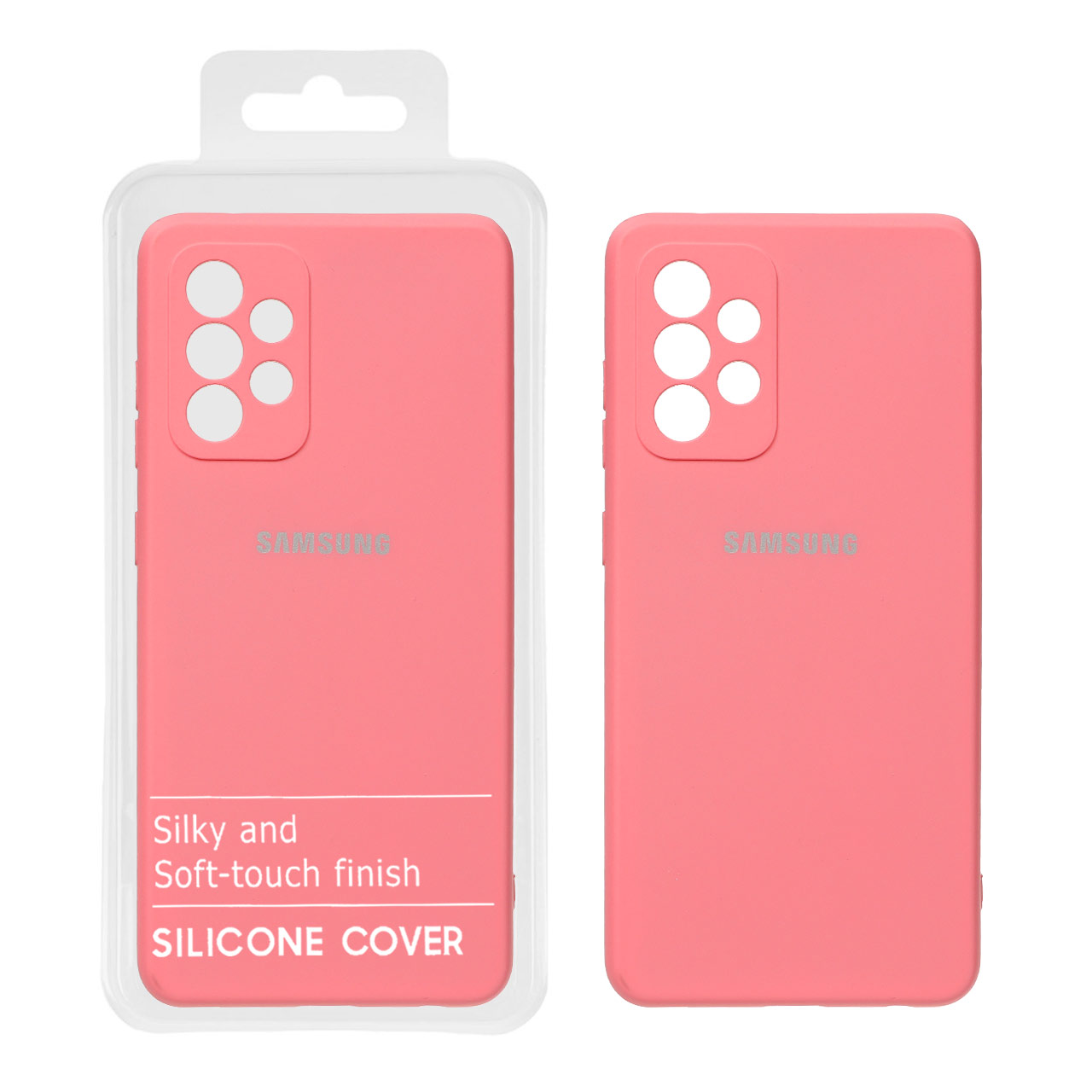 991786 قاب نیو سیلیکون محافظ لنزدار Samsung A52 / A52S - RFF - صورتی روشن (پک دار) - تصویر 1
