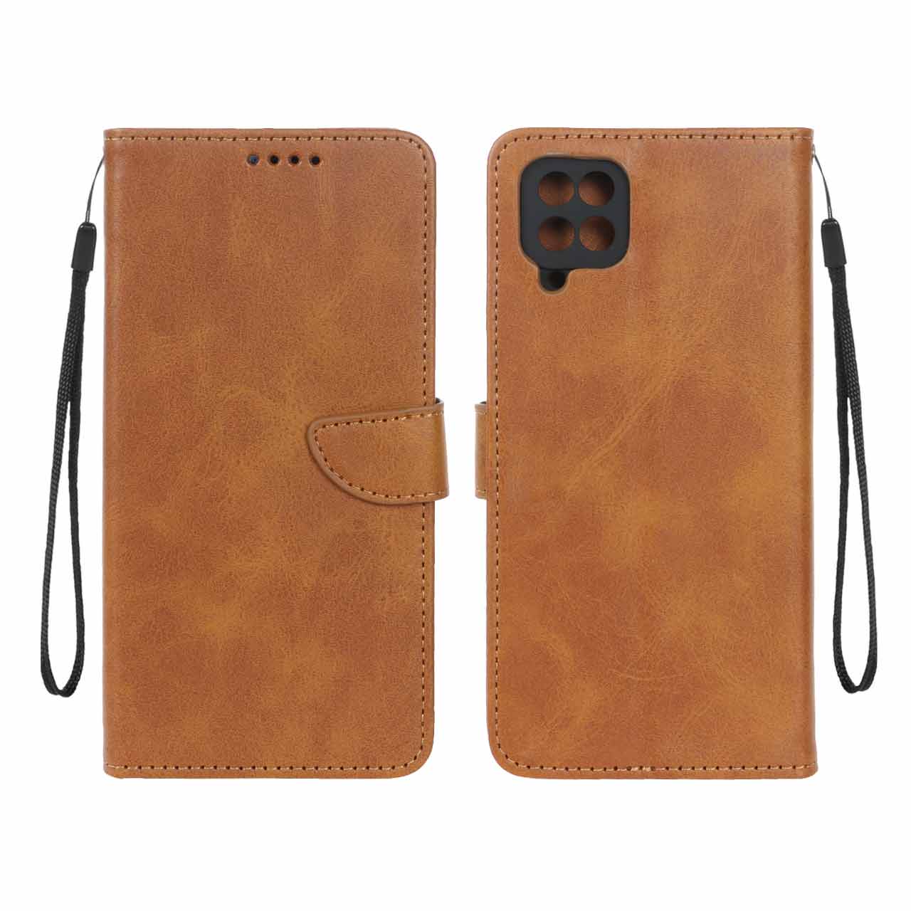 1033456 کیف چرمی موبایل مگنتی محافظ لنزدار Samsung Galaxy A12 / M12 / F12 - عسلی - تصویر 1