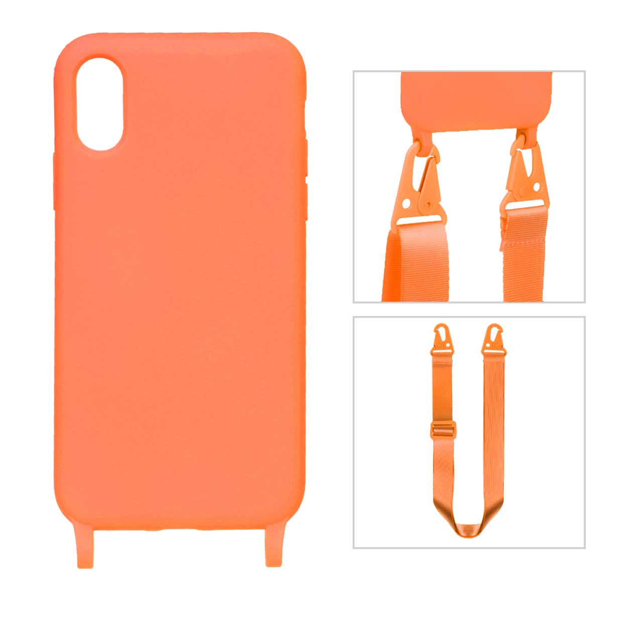 1038234 قاب CrossBody با بند لندیار Apple iPhone X / iPhone XS - نارنجی - تصویر 1