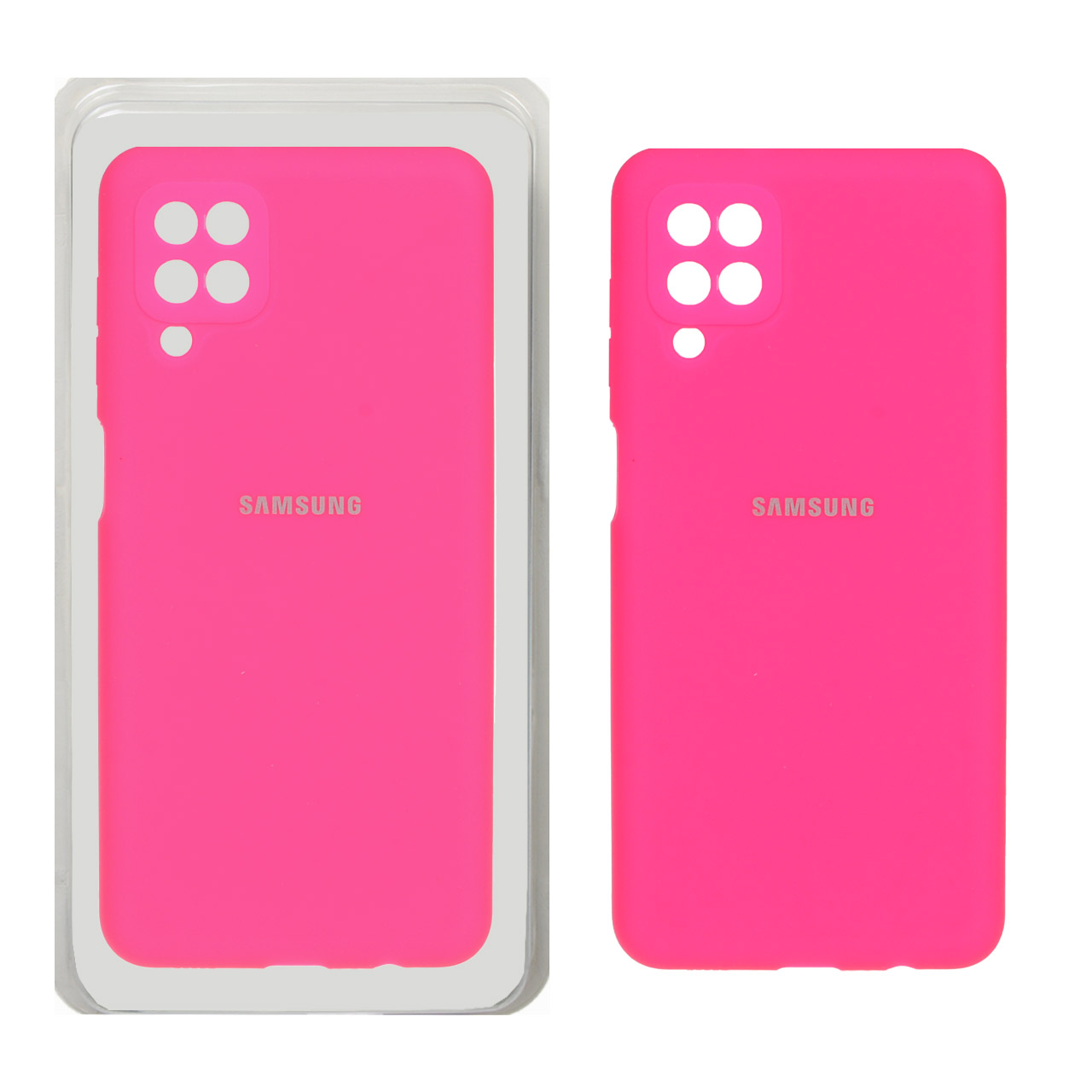 1098396 قاب سیلیکونی پاک کنی محافظ لنزدار اورجینال Samsung Galaxy A12 / M12 / F12 - صورتی فانتزی (پک اصلی) - تصویر 1