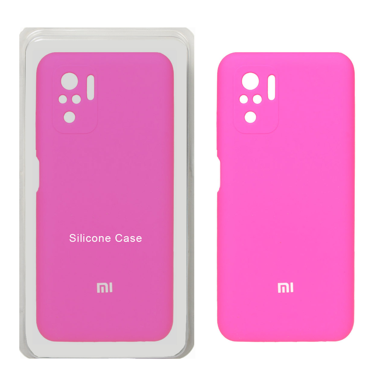 1105702 قاب سیلیکونی پاک کنی محافظ لنزدار اورجینال Xiaomi Redmi Note 10 4G / Redmi Note 10S / Poco M5S - صورتی فانتزی (پک اصلی) - تصویر 1