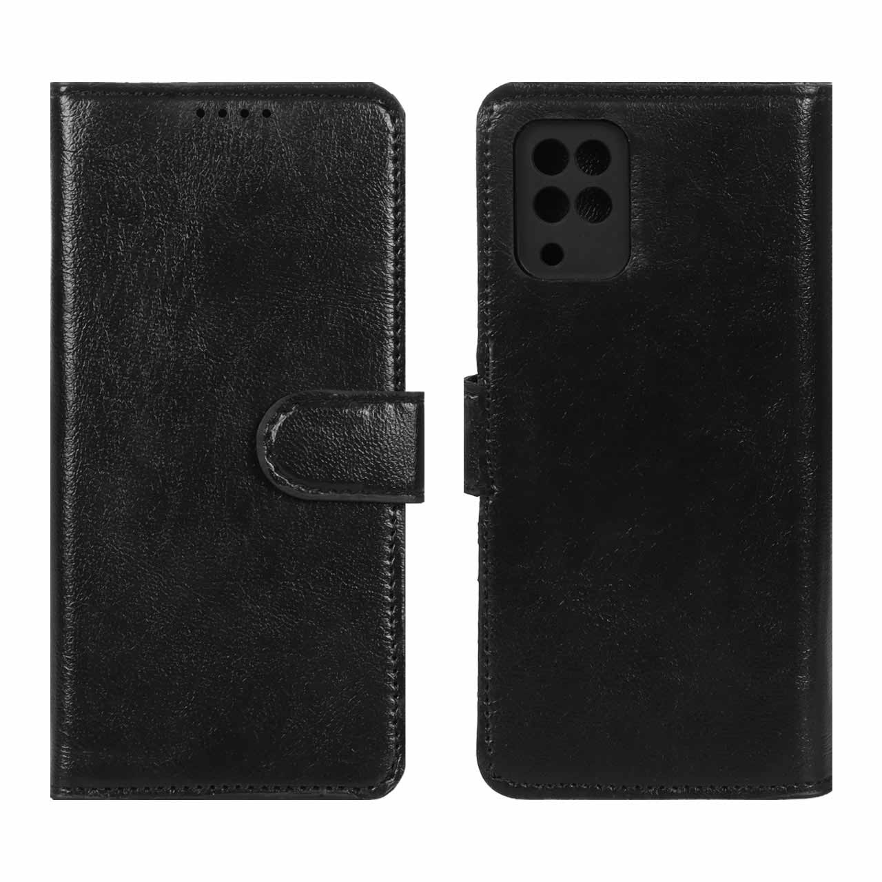 1126824 کیف موبایل چرمی مگنتی محافظ لنزدار Samsung Galaxy A12 / M12 / F12 - مشکی - تصویر 1