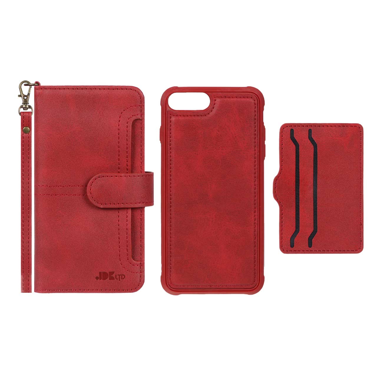 1140518 کیف موبایل مگنتی JDK با ست بند و جاکارتی Apple iPhone 7 Plus / iPhone 8 Plus - قرمز (پک دار) - تصویر 1