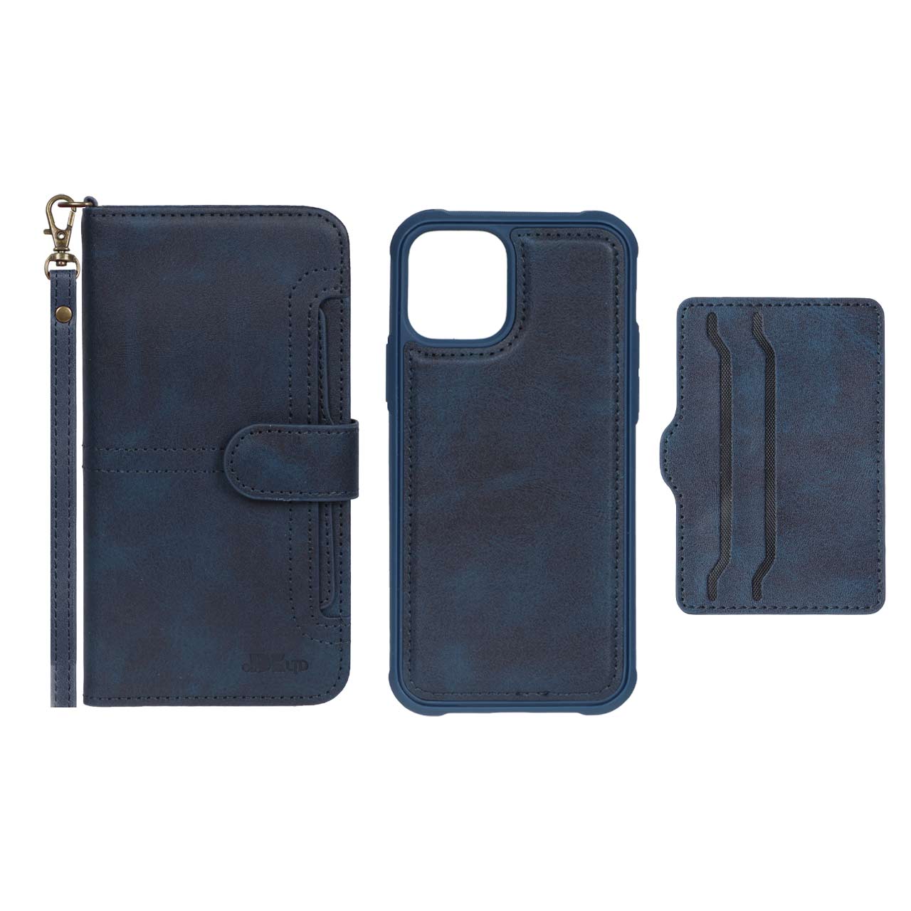 1140544 کیف موبایل مگنتی JDK با ست بند و جاکارتی Apple iPhone 12 / iPhone 12 Pro - سرمه ای تیره (پک دار) - تصویر 1