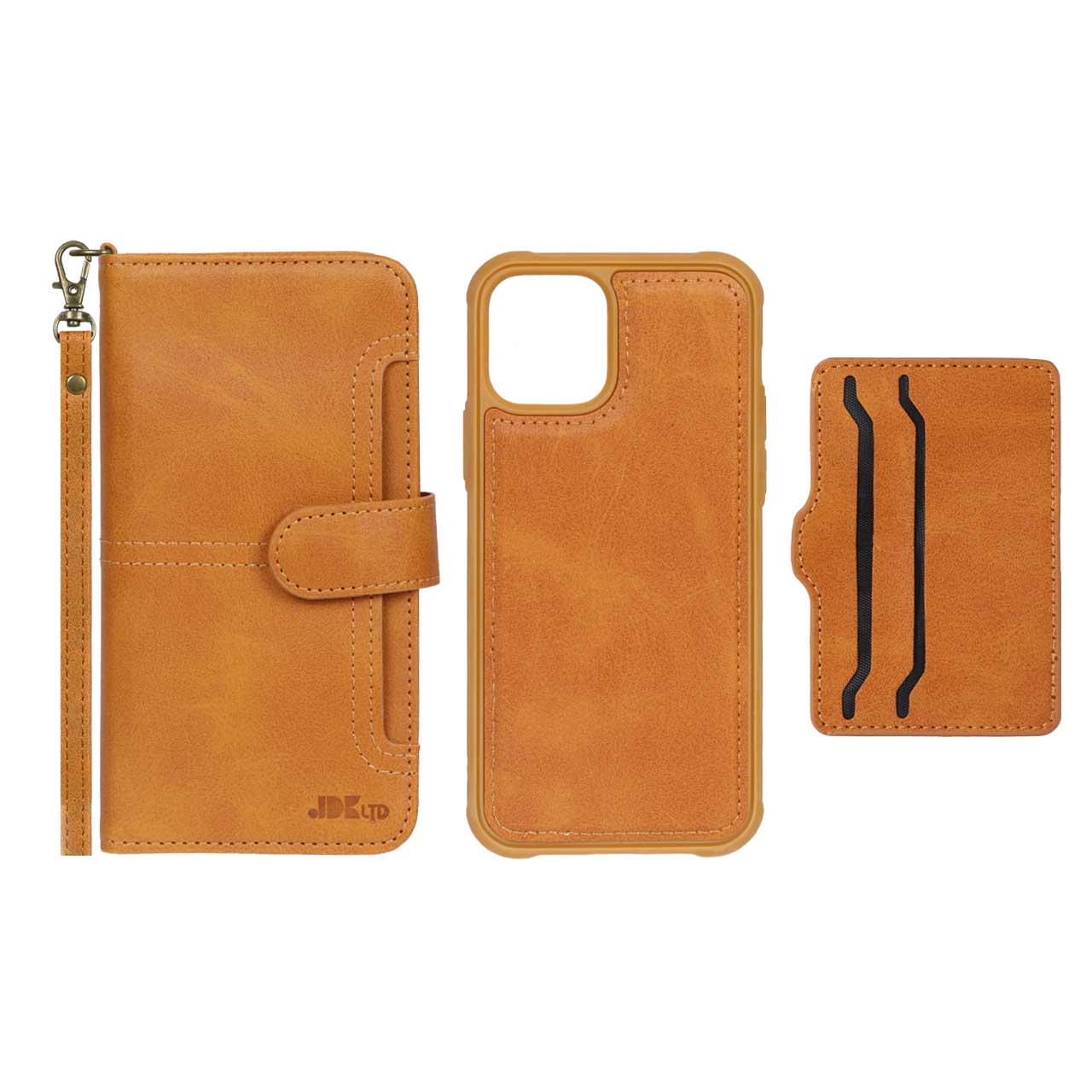 1140548 کیف موبایل مگنتی JDK با ست بند و جاکارتی Apple iPhone 12 / iPhone 12 Pro - عسلی (پک دار) - تصویر 1