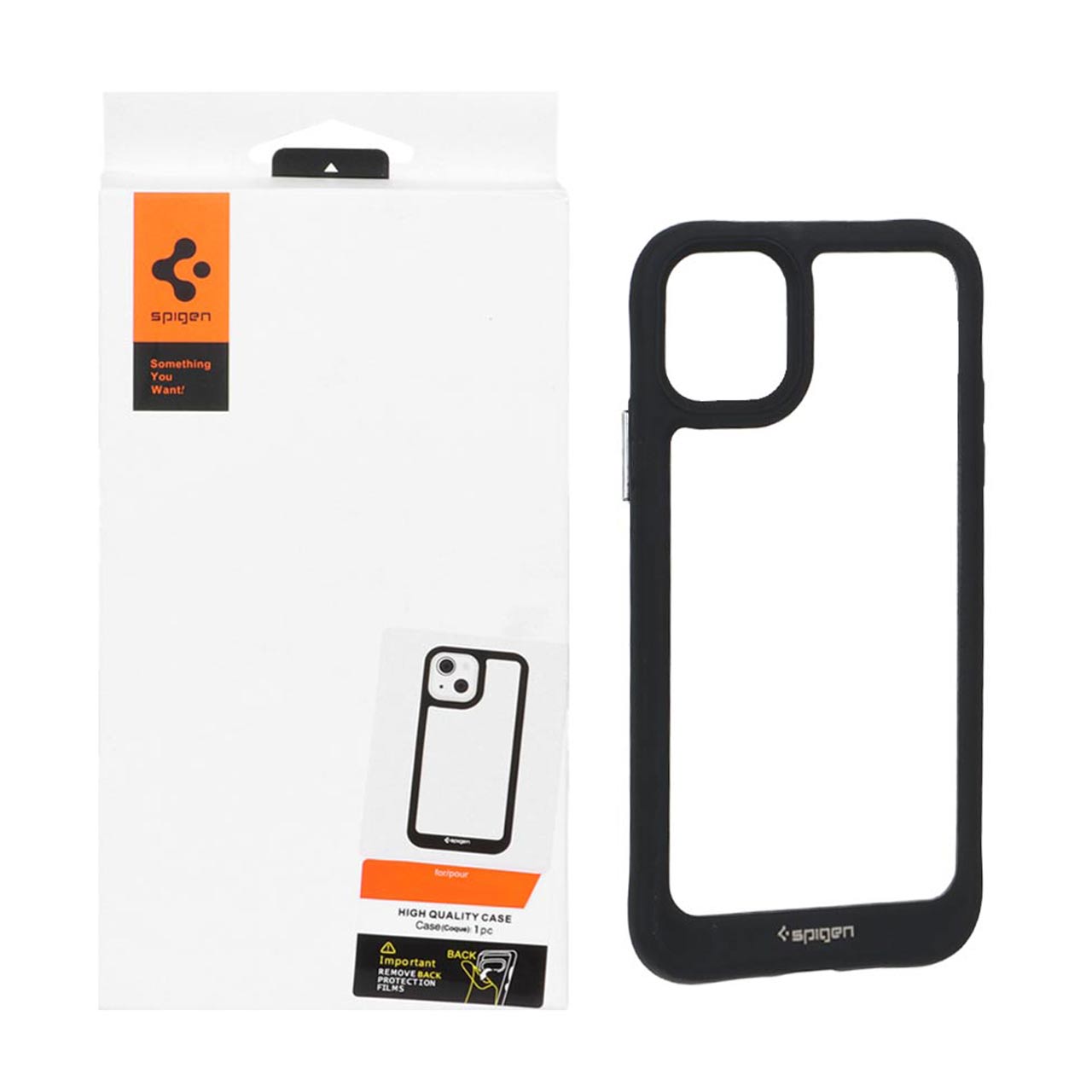 1149654 قاب اورجینال Spigen مدل Apple iPhone 12 / iPhone 12 Pro - شفاف مشکی - تصویر 1