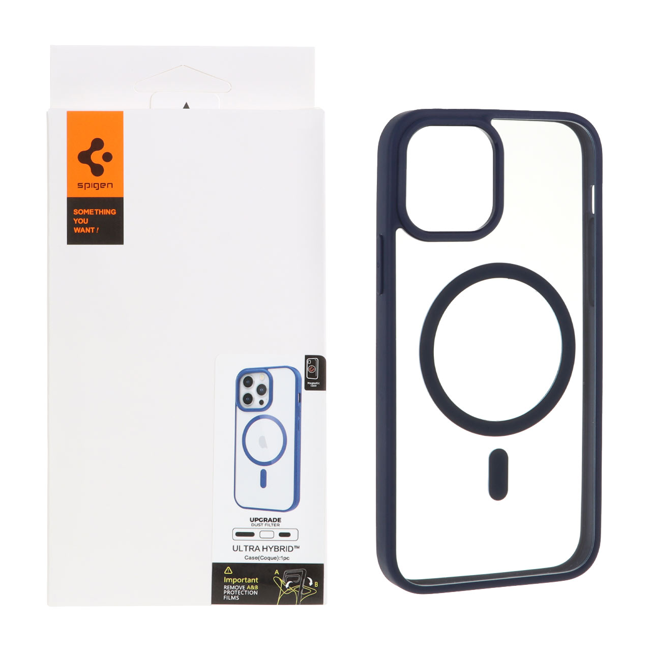 1174442 قاب اورجینال Magsafe Spigen با توری اسپیکر فلزی Apple iPhone 12 / iPhone 12 Pro - سرمه ای (پک دار) - تصویر 1