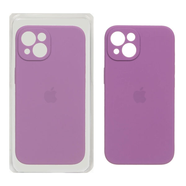 قاب سیلیکونی پاک کنی محافظ لنزدار اورجینال Apple iPhone 13 / iPhone 14 - ارغوانی (پک اصلی)