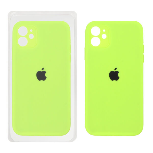 قاب سیلیکونی پاک کنی محافظ لنزدار اورجینال Apple iPhone 11 - فسفری (پک اصلی)